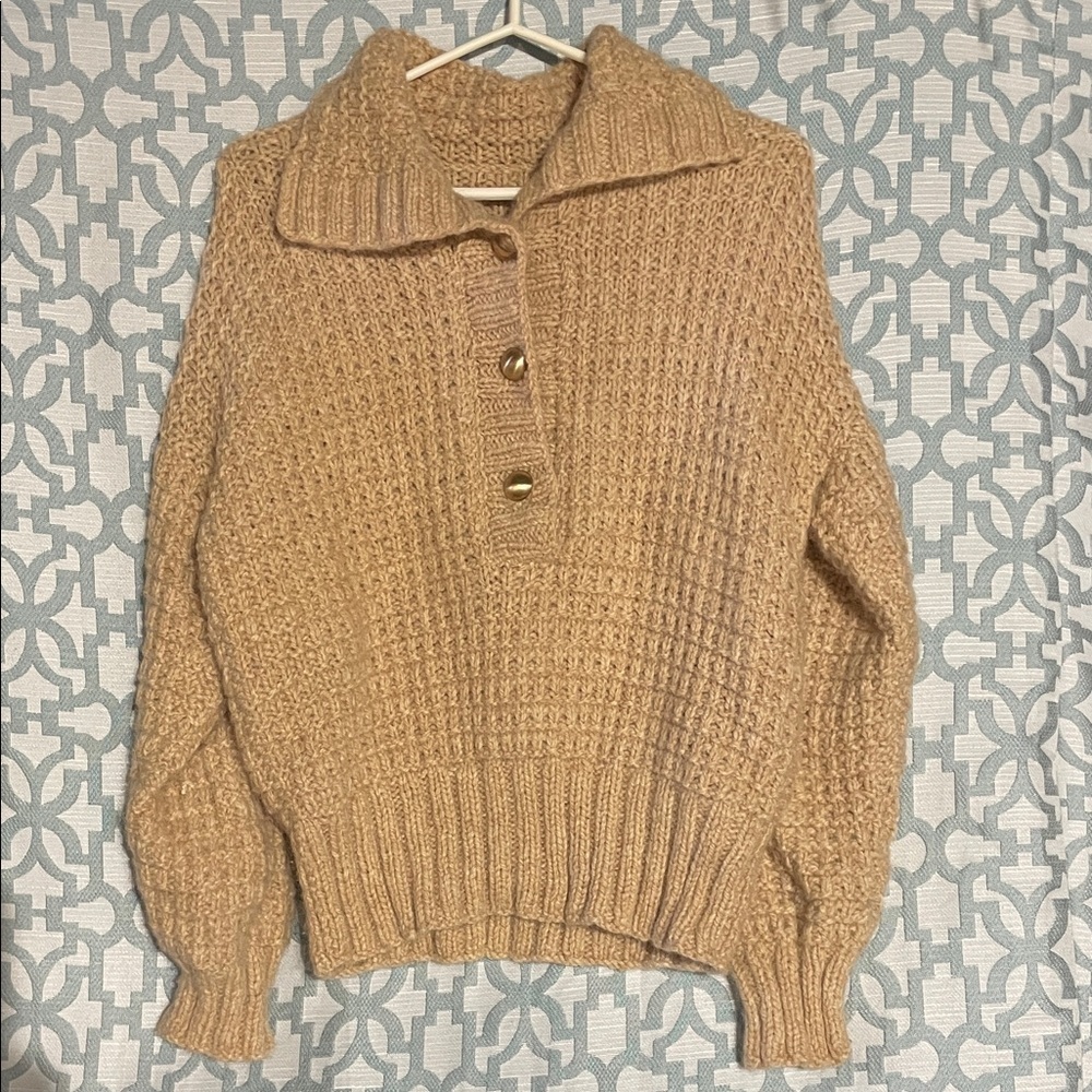 handmade Tan Cowl Neck Sweater